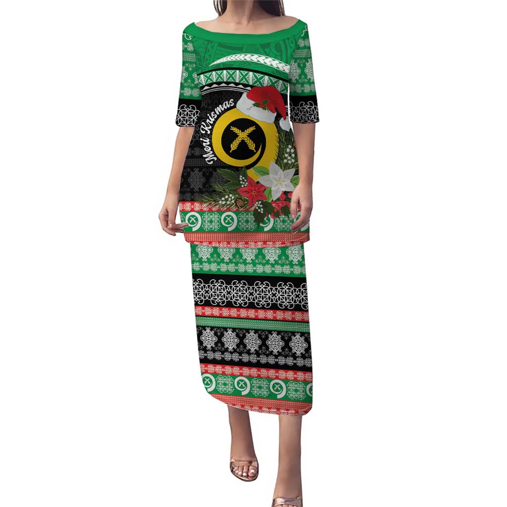 Vanuatu Pig's Tusk Meri Krismas! Puletasi Vanuatuan Sand Drawing Pattern LT9 Long Dress Green - Polynesian Pride
