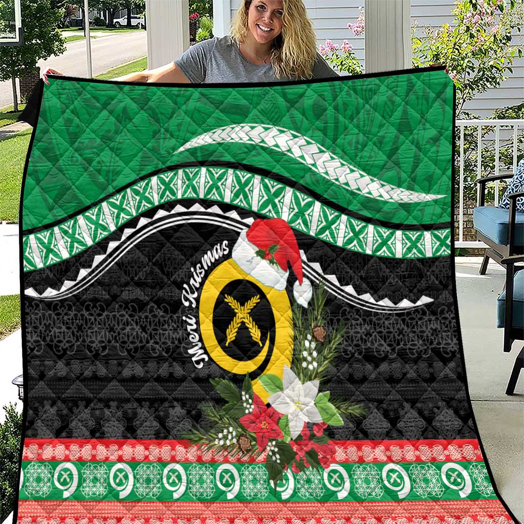 Vanuatu Pig's Tusk Meri Krismas! Quilt Vanuatuan Sand Drawing Pattern LT9 Green - Polynesian Pride