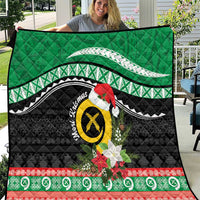 Vanuatu Pig's Tusk Meri Krismas! Quilt Vanuatuan Sand Drawing Pattern LT9 Green - Polynesian Pride