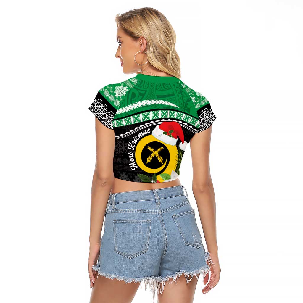 Vanuatu Pig's Tusk Meri Krismas! Raglan Cropped T Shirt Vanuatuan Sand Drawing Pattern - Polynesian Pride