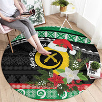 Vanuatu Pig's Tusk Meri Krismas! Round Carpet Vanuatuan Sand Drawing Pattern LT9 - Polynesian Pride