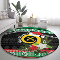 Vanuatu Pig's Tusk Meri Krismas! Round Carpet Vanuatuan Sand Drawing Pattern LT9 - Polynesian Pride