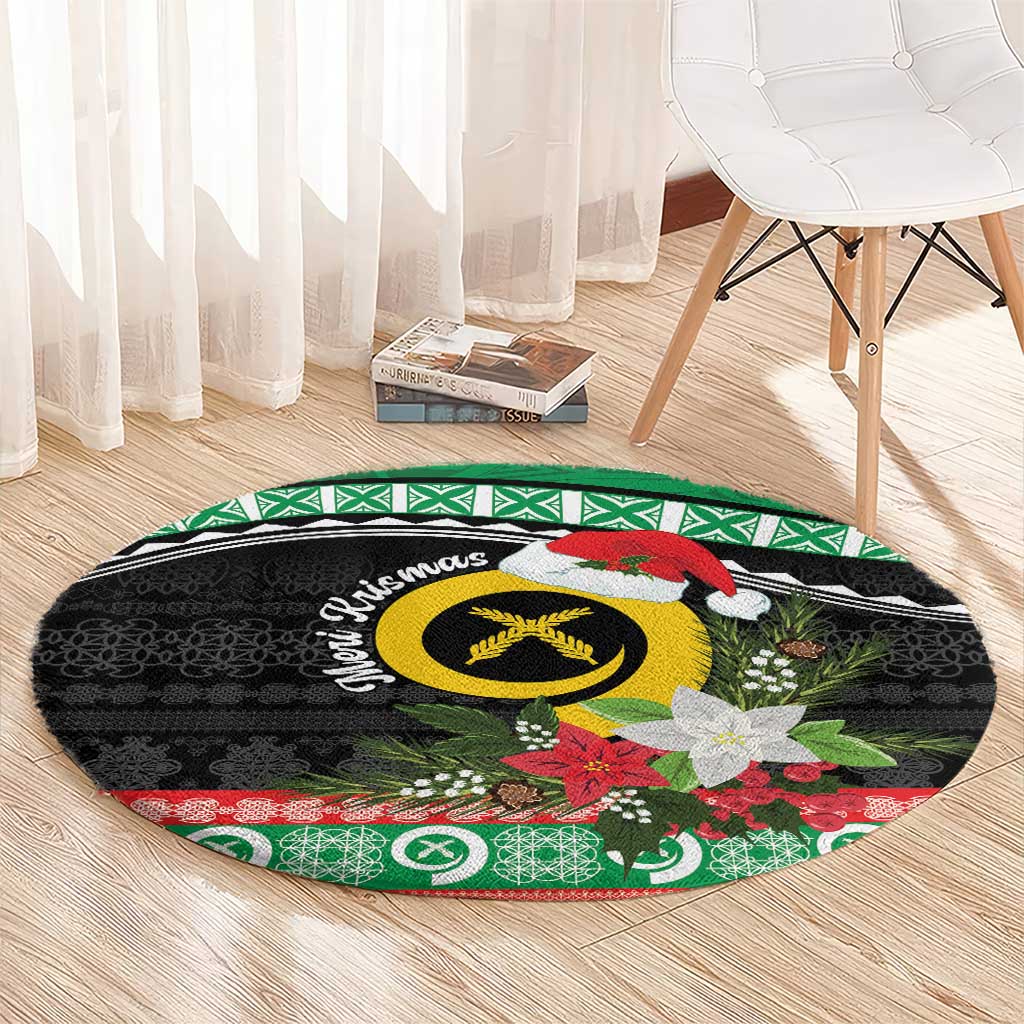 Vanuatu Pig's Tusk Meri Krismas! Round Carpet Vanuatuan Sand Drawing Pattern LT9 - Polynesian Pride