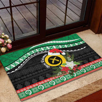 Vanuatu Pig's Tusk Meri Krismas! Rubber Doormat Vanuatuan Sand Drawing Pattern LT9 - Polynesian Pride
