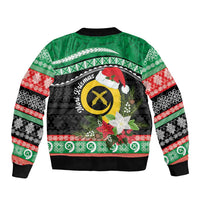 Vanuatu Pig's Tusk Meri Krismas! Sleeve Zip Bomber Jacket Vanuatuan Sand Drawing Pattern LT9 - Polynesian Pride