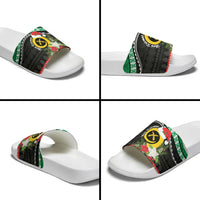 Vanuatu Pig's Tusk Meri Krismas! Slide Sandals Vanuatuan Sand Drawing Pattern LT9 - Polynesian Pride