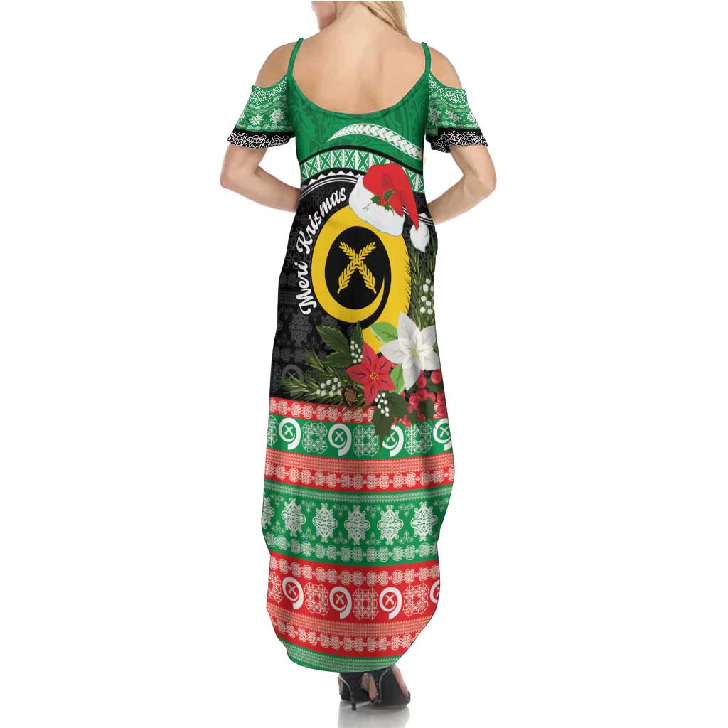 Vanuatu Pig's Tusk Meri Krismas! Summer Maxi Dress Vanuatuan Sand Drawing Pattern - Polynesian Pride