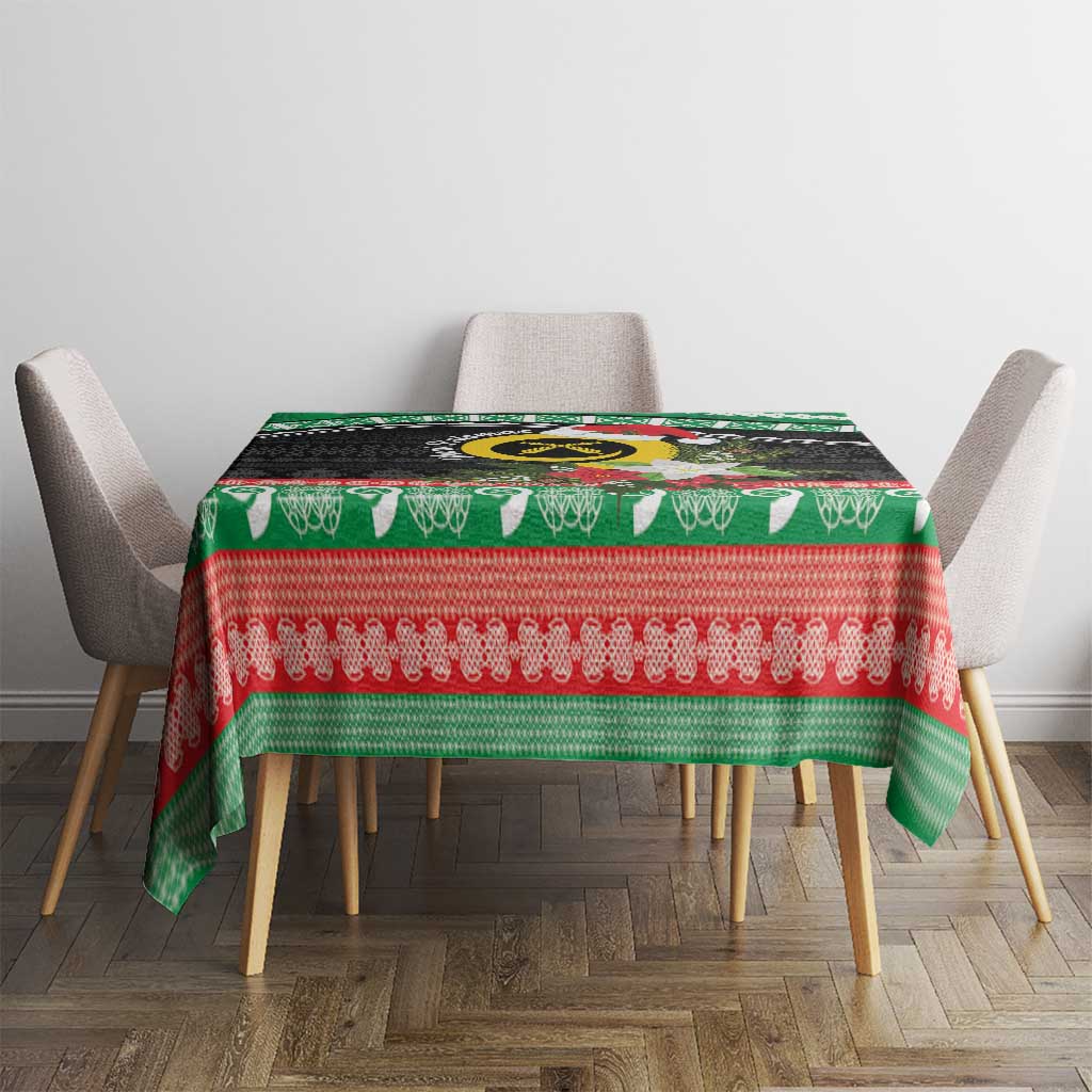 Vanuatu Pig's Tusk Meri Krismas! Tablecloth Vanuatuan Sand Drawing Pattern - Polynesian Pride