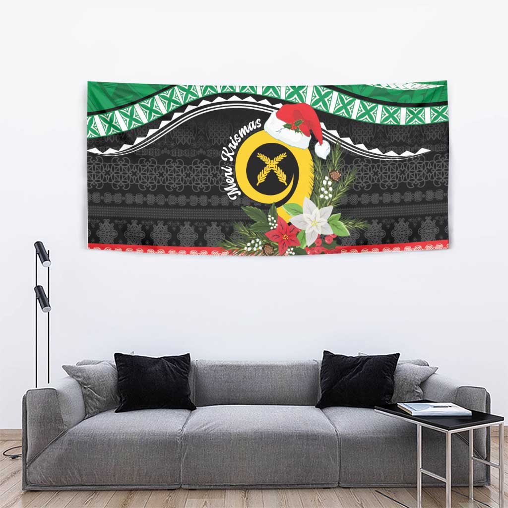 Vanuatu Pig's Tusk Meri Krismas! Tapestry Vanuatuan Sand Drawing Pattern - Polynesian Pride