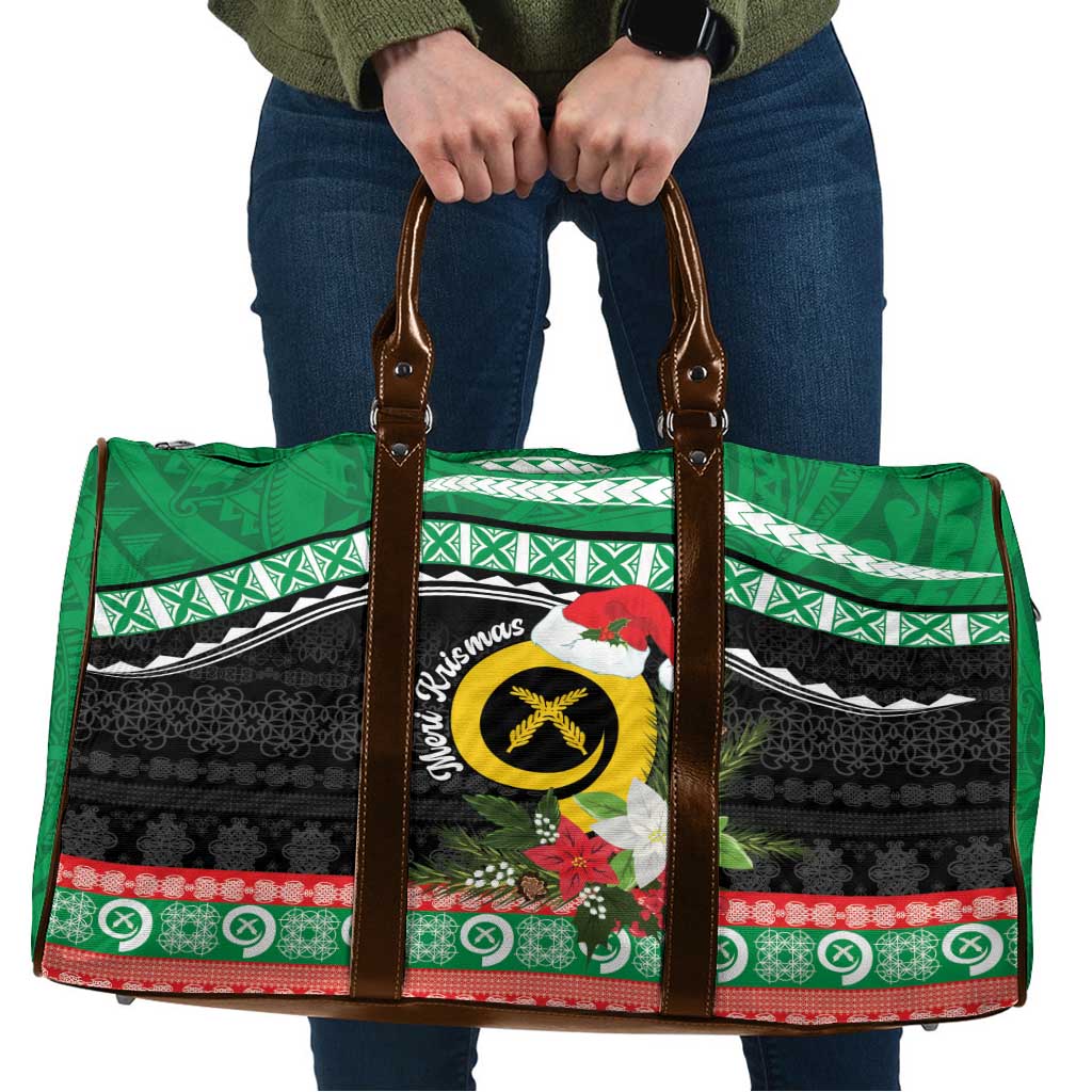 Vanuatu Pig's Tusk Meri Krismas! Travel Bag Vanuatuan Sand Drawing Pattern - Polynesian Pride