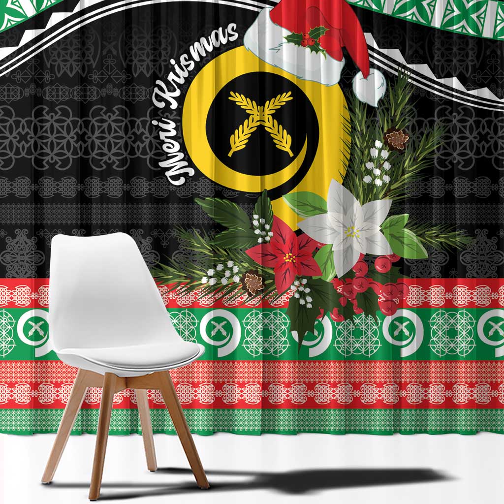 Vanuatu Pig's Tusk Meri Krismas! Window Curtain Vanuatuan Sand Drawing Pattern LT9 - Polynesian Pride