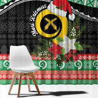 Vanuatu Pig's Tusk Meri Krismas! Window Curtain Vanuatuan Sand Drawing Pattern LT9 - Polynesian Pride