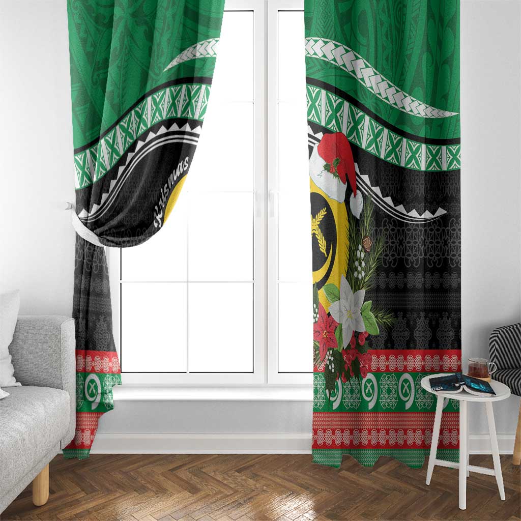 Vanuatu Pig's Tusk Meri Krismas! Window Curtain Vanuatuan Sand Drawing Pattern LT9 - Polynesian Pride