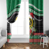 Vanuatu Pig's Tusk Meri Krismas! Window Curtain Vanuatuan Sand Drawing Pattern LT9 - Polynesian Pride