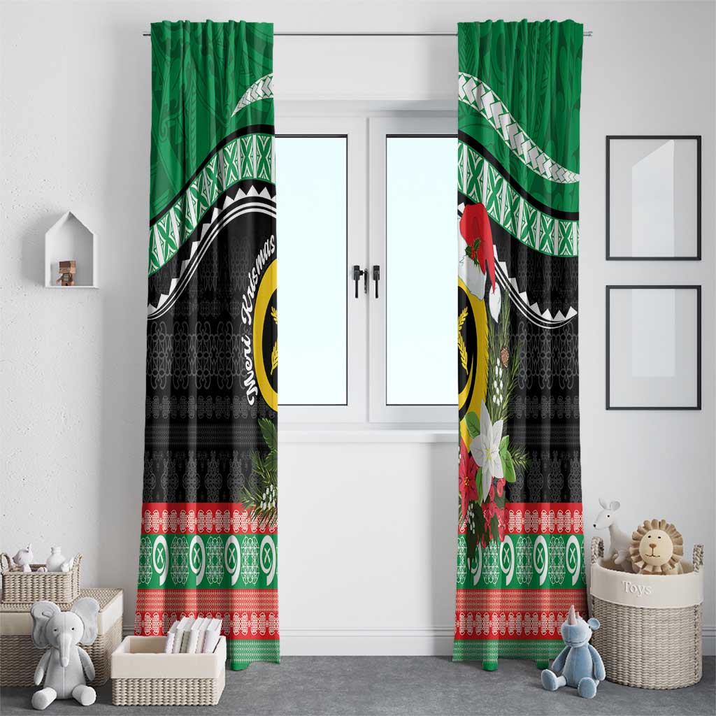 Vanuatu Pig's Tusk Meri Krismas! Window Curtain Vanuatuan Sand Drawing Pattern LT9 - Polynesian Pride