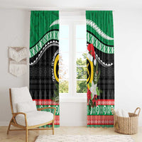 Vanuatu Pig's Tusk Meri Krismas! Window Curtain Vanuatuan Sand Drawing Pattern LT9 - Polynesian Pride