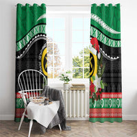 Vanuatu Pig's Tusk Meri Krismas! Window Curtain Vanuatuan Sand Drawing Pattern LT9 - Polynesian Pride