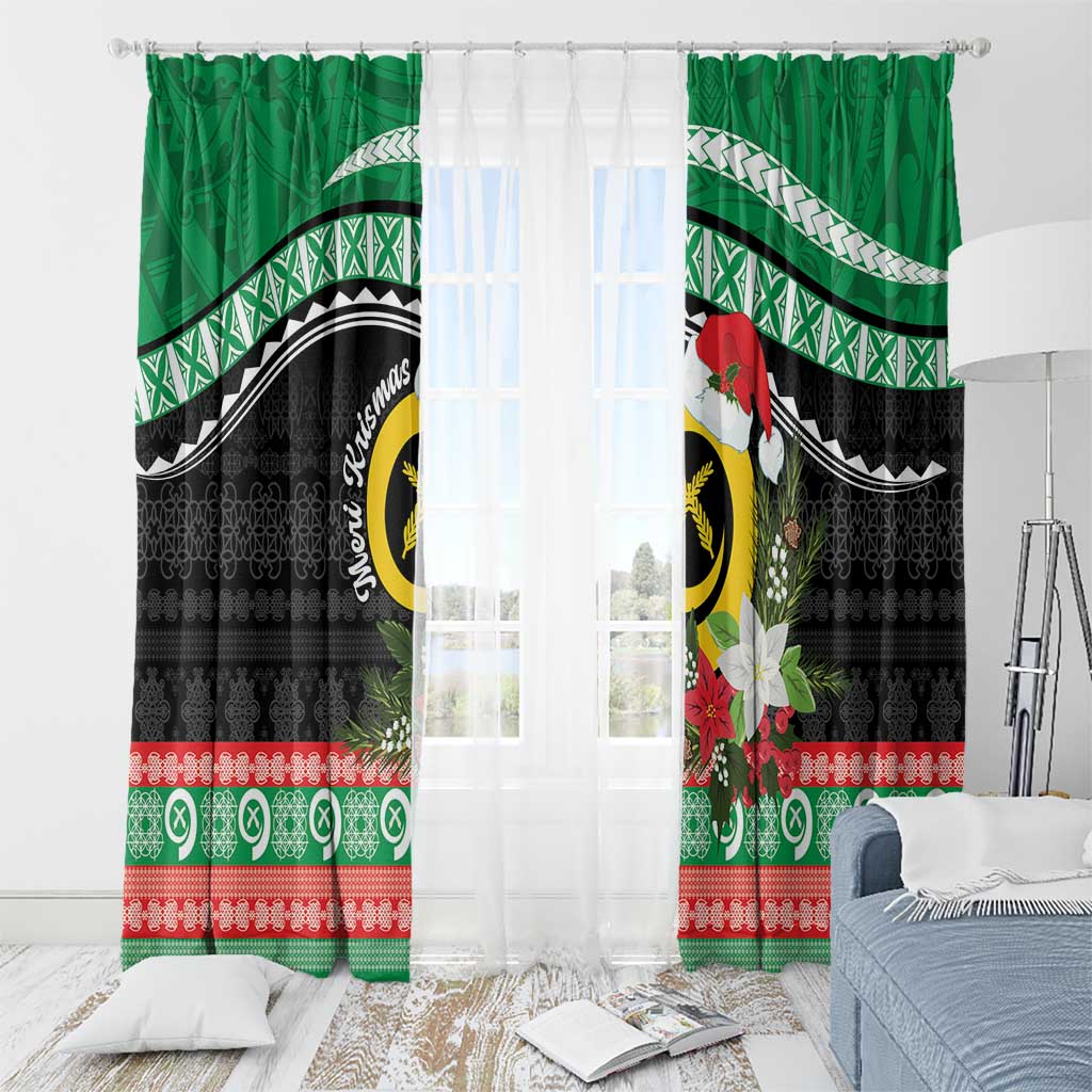 Vanuatu Pig's Tusk Meri Krismas! Window Curtain Vanuatuan Sand Drawing Pattern LT9 - Polynesian Pride