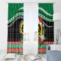 Vanuatu Pig's Tusk Meri Krismas! Window Curtain Vanuatuan Sand Drawing Pattern LT9 - Polynesian Pride