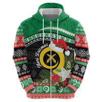 Vanuatu Pig's Tusk Meri Krismas! Zip Hoodie Vanuatuan Sand Drawing Pattern LT9 - Polynesian Pride