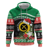 Vanuatu Pig's Tusk Meri Krismas! Zip Hoodie Vanuatuan Sand Drawing Pattern LT9 Pullover Hoodie Green - Polynesian Pride