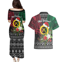 Vanuatu Pig's Tusk Meri Krismas! Couples Matching Puletasi and Hawaiian Shirt Vanuatuan Ancient Art Spirit - Polynesian Pride