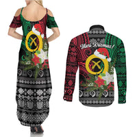 Vanuatu Pig's Tusk Meri Krismas! Couples Matching Summer Maxi Dress and Long Sleeve Button Shirt Vanuatuan Ancient Art Spirit - Polynesian Pride