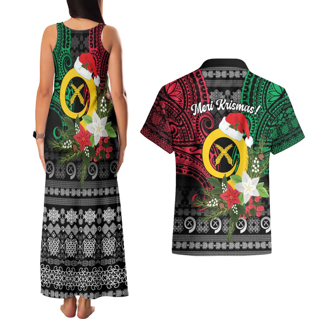 Vanuatu Pig's Tusk Meri Krismas! Couples Matching Tank Maxi Dress and Hawaiian Shirt Vanuatuan Ancient Art Spirit - Polynesian Pride