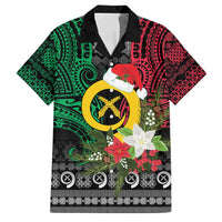 Vanuatu Pig's Tusk Meri Krismas! Family Matching Puletasi and Hawaiian Shirt Vanuatuan Ancient Art Spirit LT9 Dad's Shirt - Short Sleeve Black - Polynesian Pride