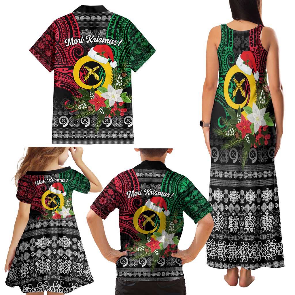 Vanuatu Pig's Tusk Meri Krismas! Family Matching Tank Maxi Dress and Hawaiian Shirt Vanuatuan Ancient Art Spirit - Polynesian Pride