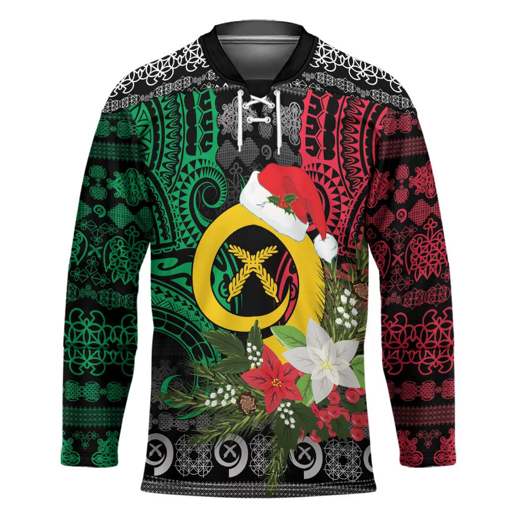 Vanuatu Pig's Tusk Meri Krismas! Hockey Jersey Vanuatuan Ancient Art Spirit - Polynesian Pride