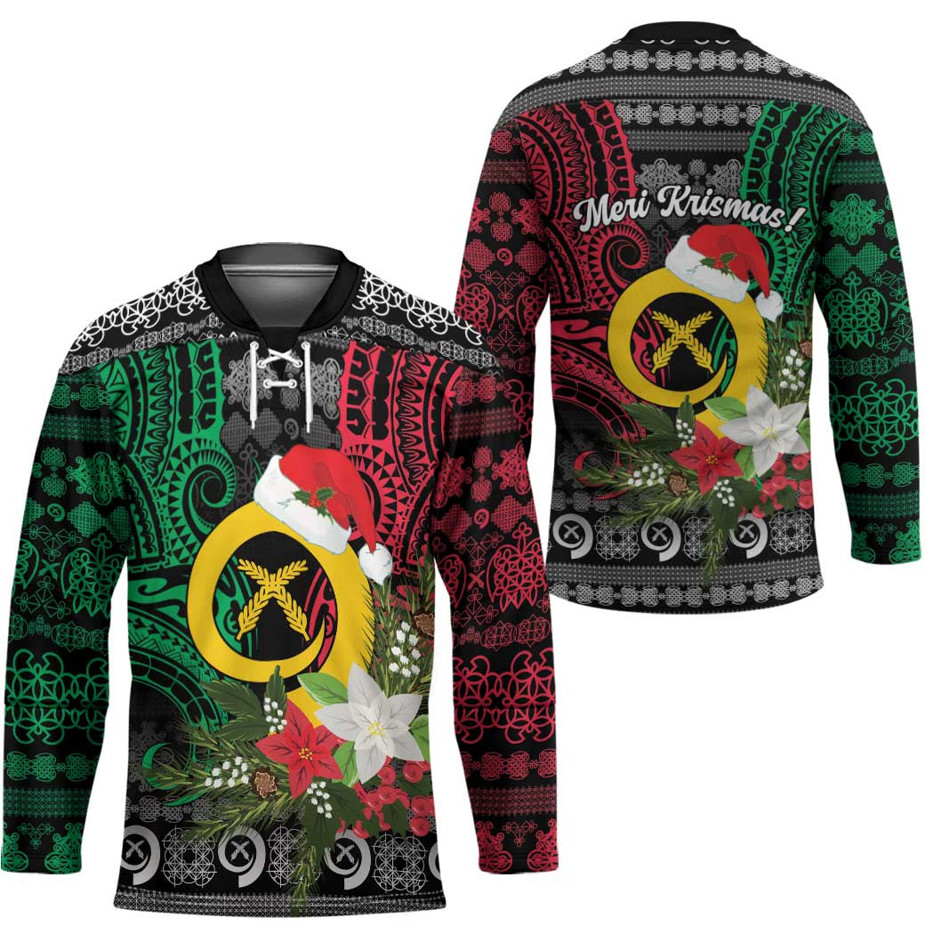 Vanuatu Pig's Tusk Meri Krismas! Hockey Jersey Vanuatuan Ancient Art Spirit - Polynesian Pride