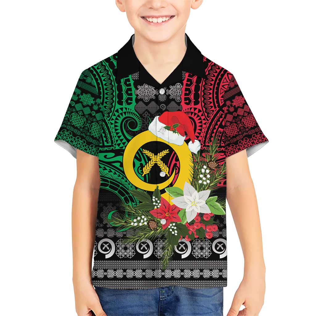 Vanuatu Pig's Tusk Meri Krismas! Kid Hawaiian Shirt Vanuatuan Ancient Art Spirit - Polynesian Pride