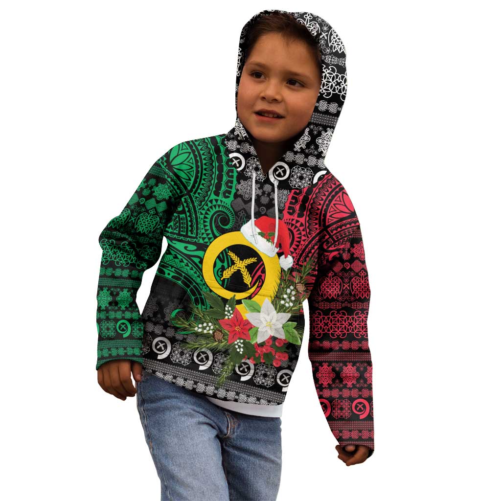 Vanuatu Pig's Tusk Meri Krismas! Kid Hoodie Vanuatuan Ancient Art Spirit - Polynesian Pride