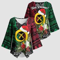 Vanuatu Pig's Tusk Meri Krismas! Kimono Sleeve Blouse Vanuatuan Ancient Art Spirit - Polynesian Pride