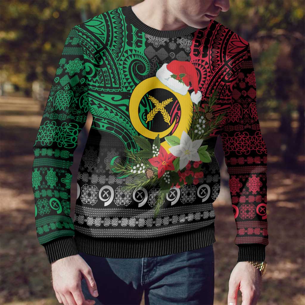 Vanuatu Pig's Tusk Meri Krismas! Ugly Christmas Sweater Vanuatuan Ancient Art Spirit - Polynesian Pride