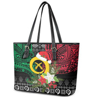 Vanuatu Pig's Tusk Meri Krismas! Leather Tote Bag Vanuatuan Ancient Art Spirit - Polynesian Pride