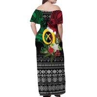 Vanuatu Pig's Tusk Meri Krismas! Off Shoulder Maxi Dress Vanuatuan Ancient Art Spirit LT9 - Polynesian Pride