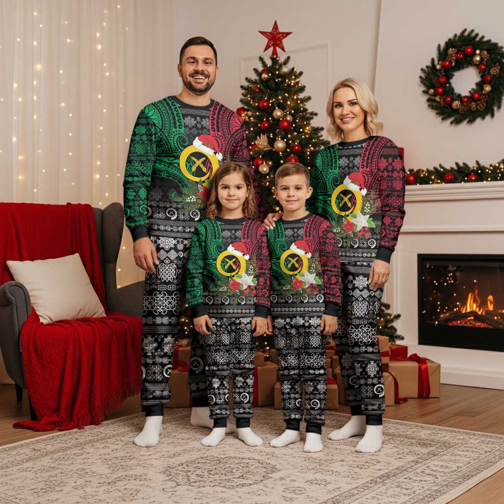 Vanuatu Pig's Tusk Meri Krismas! Christmas Pajama Set Vanuatuan Ancient Art Spirit LT9 - Polynesian Pride