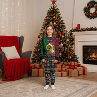 Vanuatu Pig's Tusk Meri Krismas! Christmas Pajama Set Vanuatuan Ancient Art Spirit LT9 Kid Black - Polynesian Pride