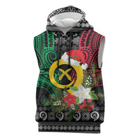 Vanuatu Pig's Tusk Meri Krismas! Sleeveless Hoodie Vanuatuan Ancient Art Spirit LT9 Black - Polynesian Pride