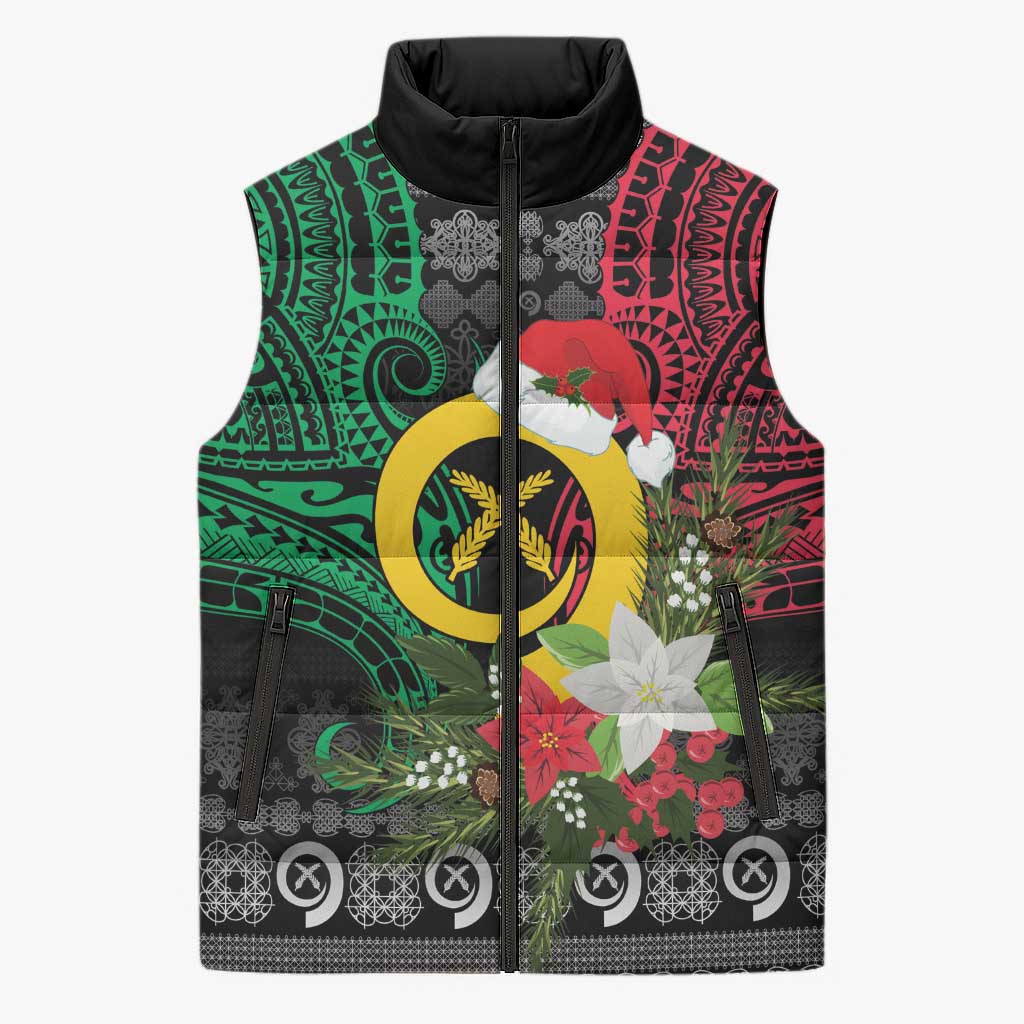 Vanuatu Pig's Tusk Meri Krismas! Sleeveless Puffer Jacket Vanuatuan Ancient Art Spirit - Polynesian Pride