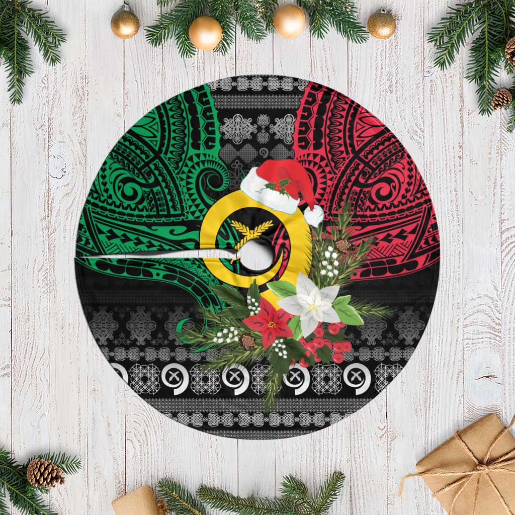 Vanuatu Pig's Tusk Meri Krismas! Tree Skirt Vanuatuan Ancient Art Spirit LT9 Casual Black - Polynesian Pride