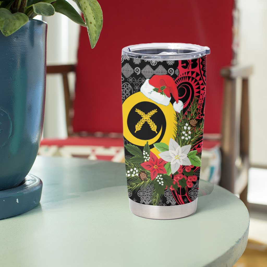 Vanuatu Pig's Tusk Meri Krismas! Tumbler Cup Vanuatuan Ancient Art Spirit - Polynesian Pride