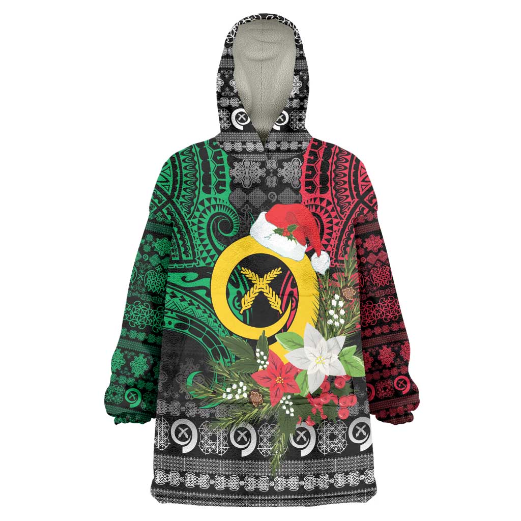Vanuatu Pig's Tusk Meri Krismas! Wearable Blanket Hoodie Vanuatuan Ancient Art Spirit - Polynesian Pride