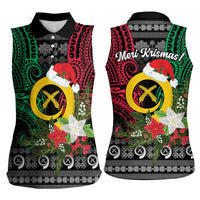 Vanuatu Pig's Tusk Meri Krismas! Women Sleeveless Polo Shirt Vanuatuan Ancient Art Spirit LT9 - Polynesian Pride