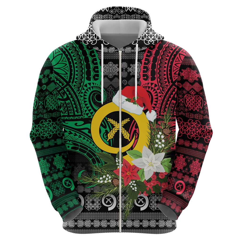 Vanuatu Pig's Tusk Meri Krismas! Zip Hoodie Vanuatuan Ancient Art Spirit LT9 - Polynesian Pride