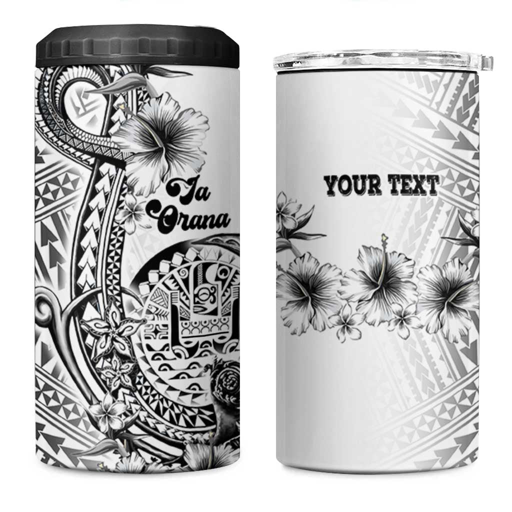Ia Orana Tahiti Personalised 4 in 1 Can Cooler Tumbler French Polynesia Hook Tattoo Special White Color LT9 One Size: 16 oz White - Polynesian Pride