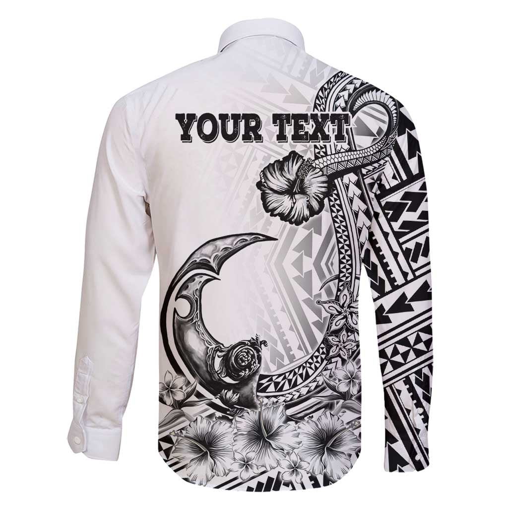 Ia Orana Tahiti Personalised Family Matching Long Sleeve Bodycon Dress and Hawaiian Shirt French Polynesia Hook Tattoo Special White Color LT9
