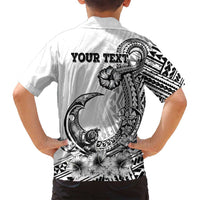 Ia Orana Tahiti Personalised Family Matching Off Shoulder Maxi Dress and Hawaiian Shirt French Polynesia Hook Tattoo Special White Color LT9 - Polynesian Pride